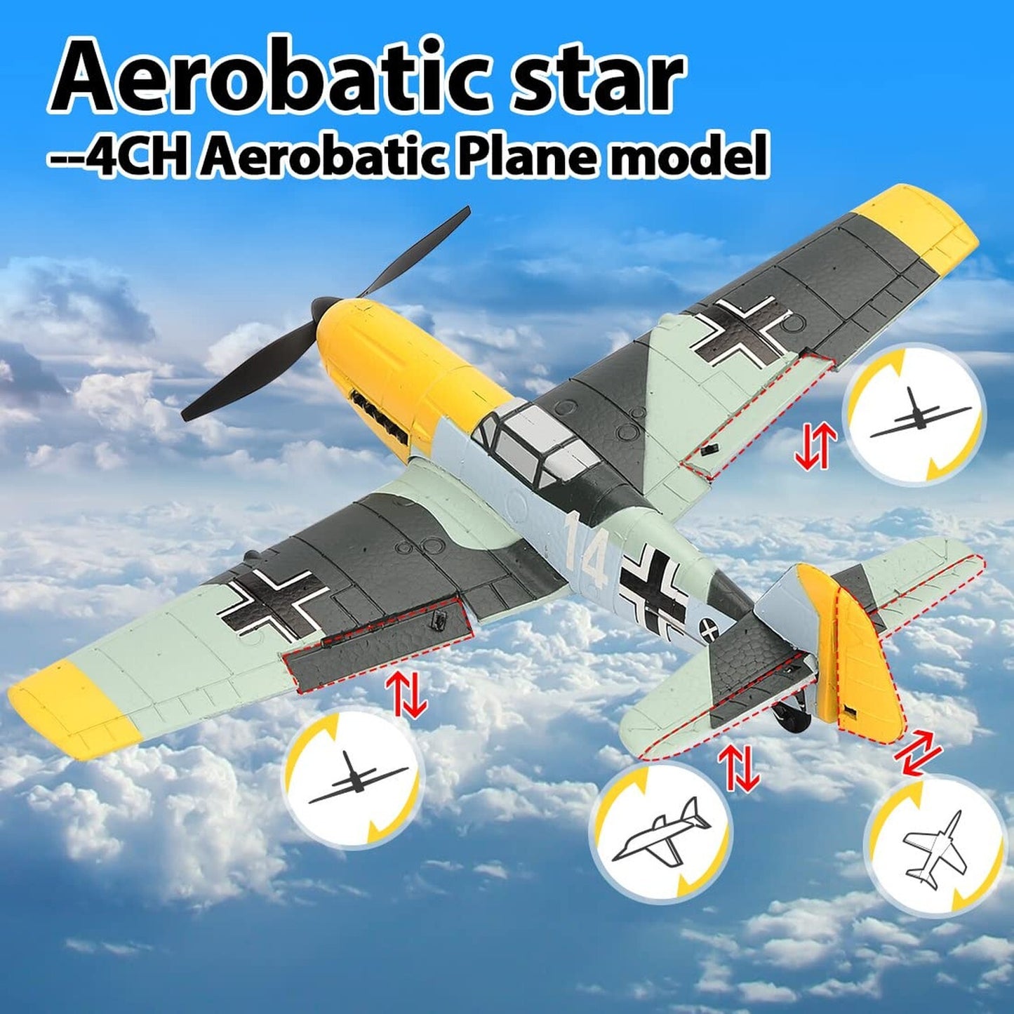 Remote Control RTF Airplane, 4 Channel 6-Axis Gyro Park Flyer RC Plane BF109,...