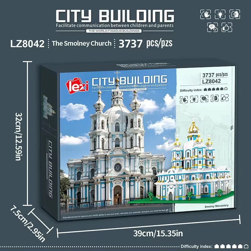 3737PCS Smolny Church Model Building Blocks World Famous Attractions Architectural Street View Bricks DIY Toys Holiday Gifts