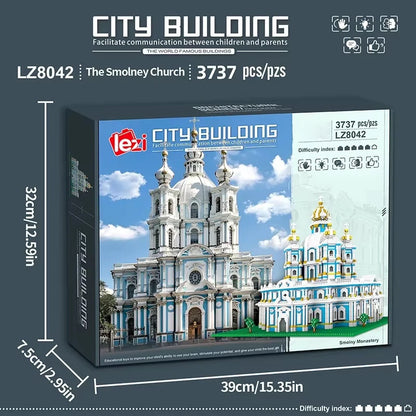 3737PCS Smolny Church Model Building Blocks World Famous Attractions Architectural Street View Bricks DIY Toys Holiday Gifts