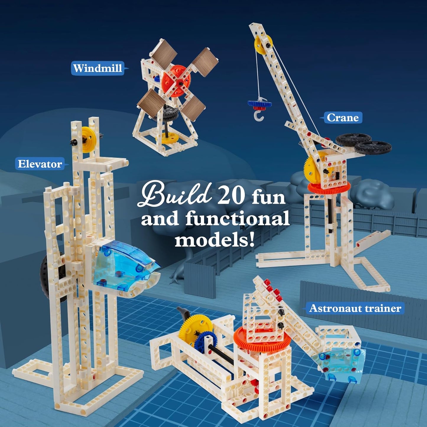 | Mechanical Engineering: Machines & Vehicles STEM Experiment Kit | Build 20 Mechanical Models, Explore Physics of Force & Motion | Hands-On, Introductory Science Learning for Ages 8+