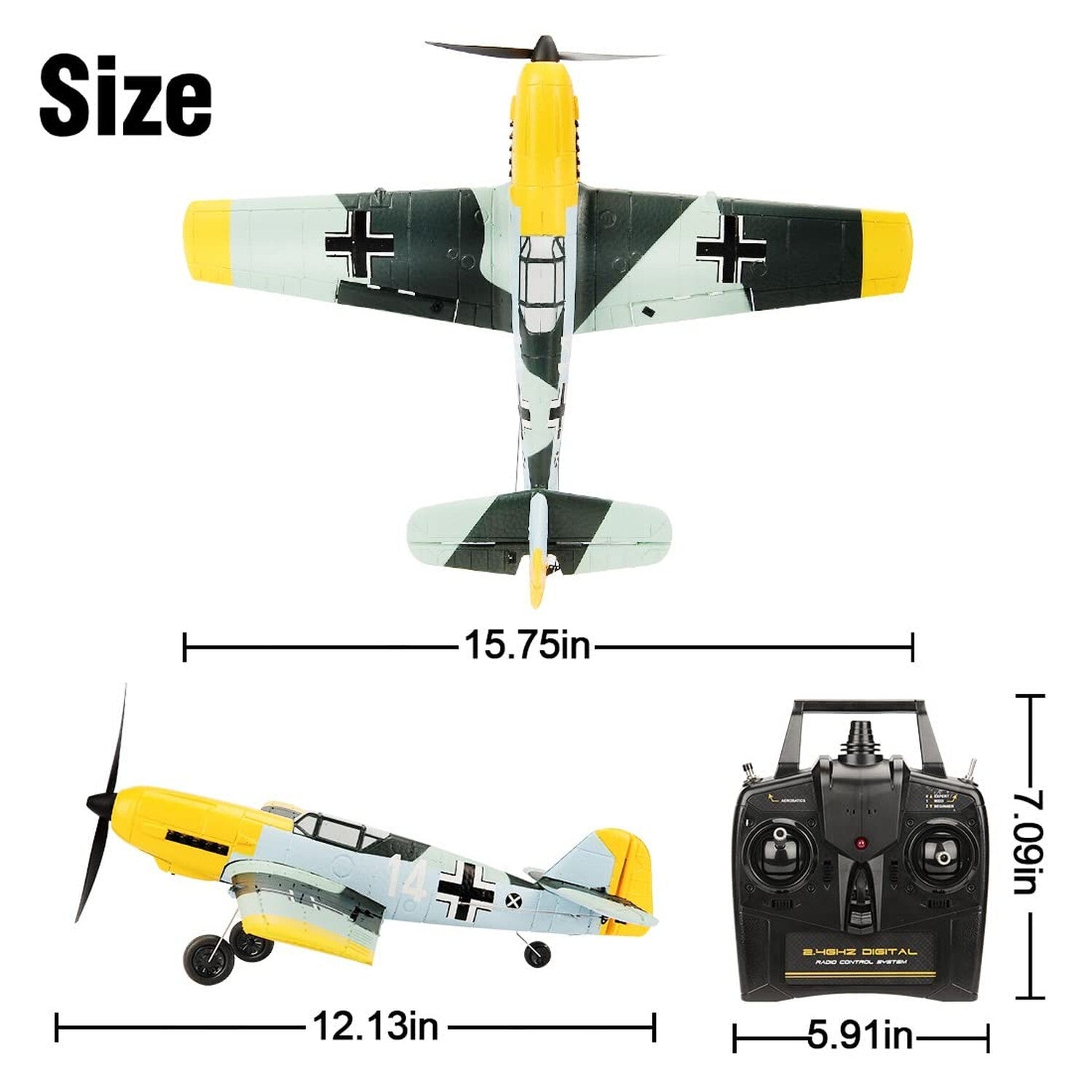 Remote Control RTF Airplane, 4 Channel 6-Axis Gyro Park Flyer RC Plane BF109,...