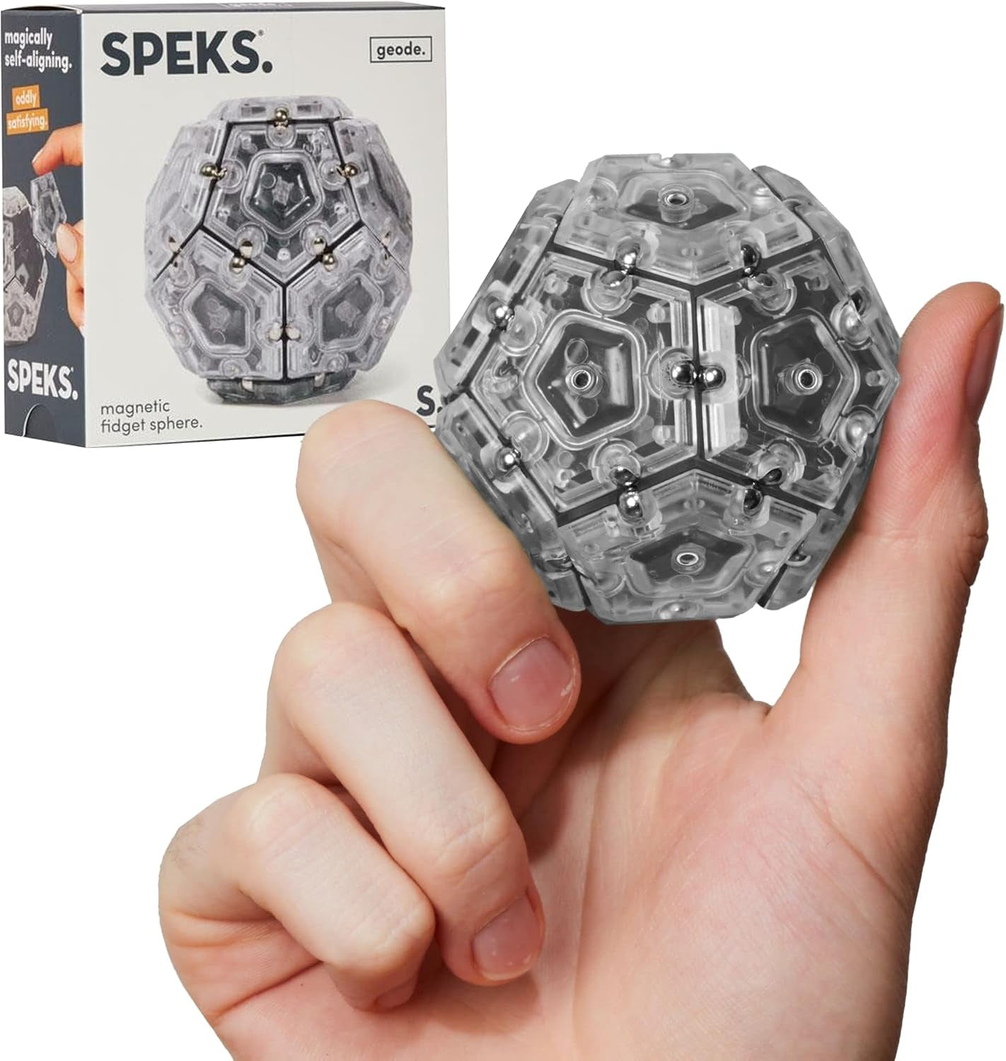 Geode Magnetic Fidget Toy | Sensory Desk Toy for Adults & Teens 14+ | Stress Relief Gift | Sphere, Slate