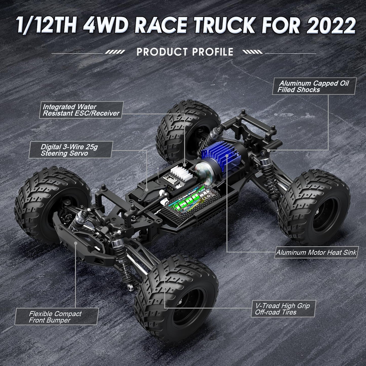 HAIBOXING 1:12 Scale RC Cars 903 RC Monster Truck, 38 Km/H Speed Hobby Fast R...