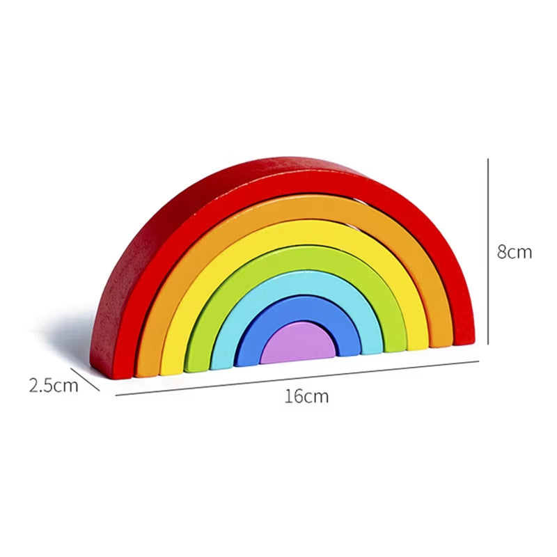 Kids Wooden Toy Montessori Rainbow Building Blocks DIY Creative Stacking Balance Game Educational Toys for Children Kids Gifts
