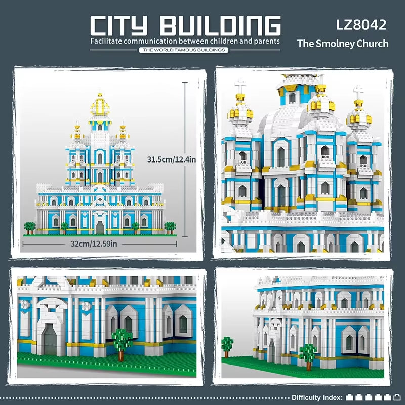 3737PCS Smolny Church Model Building Blocks World Famous Attractions Architectural Street View Bricks DIY Toys Holiday Gifts