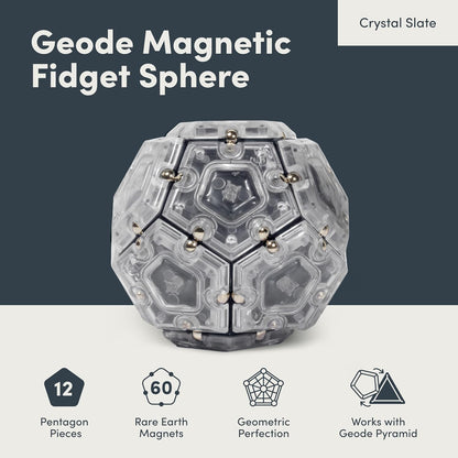 Geode Magnetic Fidget Toy | Sensory Desk Toy for Adults & Teens 14+ | Stress Relief Gift | Sphere, Slate