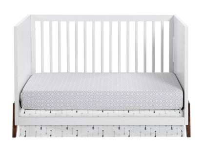 Mari Modern 3-In-1 Convertible Island Crib, White & Walnut, Wooden Crib