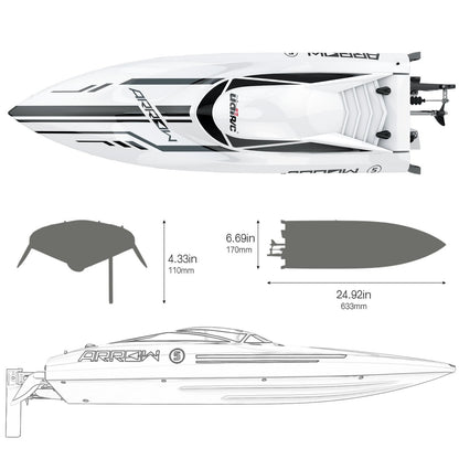Cheerwing 25" RC Brushless 30 MPH High Speed Boat Large Racing Remote Control...