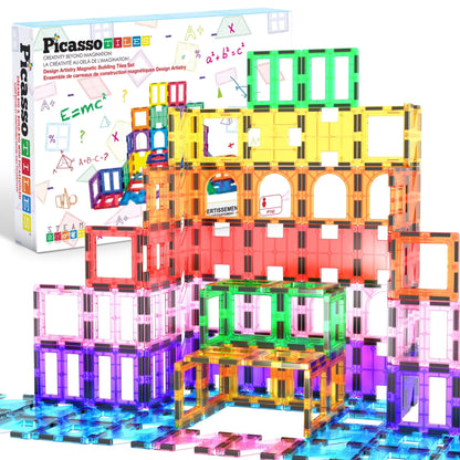 Picassotiles Magnetic Tiles for Kids – 42PCS STEM Building Set, Educational Construction Toy, Creative Learning Kit, Hands-On Magnet Blocks