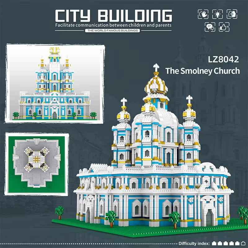 3737PCS Smolny Church Model Building Blocks World Famous Attractions Architectural Street View Bricks DIY Toys Holiday Gifts