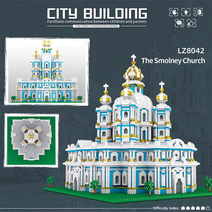 3737PCS Smolny Church Model Building Blocks World Famous Attractions Architectural Street View Bricks DIY Toys Holiday Gifts