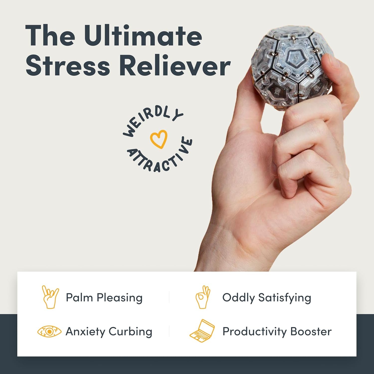 Geode Magnetic Fidget Toy | Sensory Desk Toy for Adults & Teens 14+ | Stress Relief Gift | Sphere, Slate
