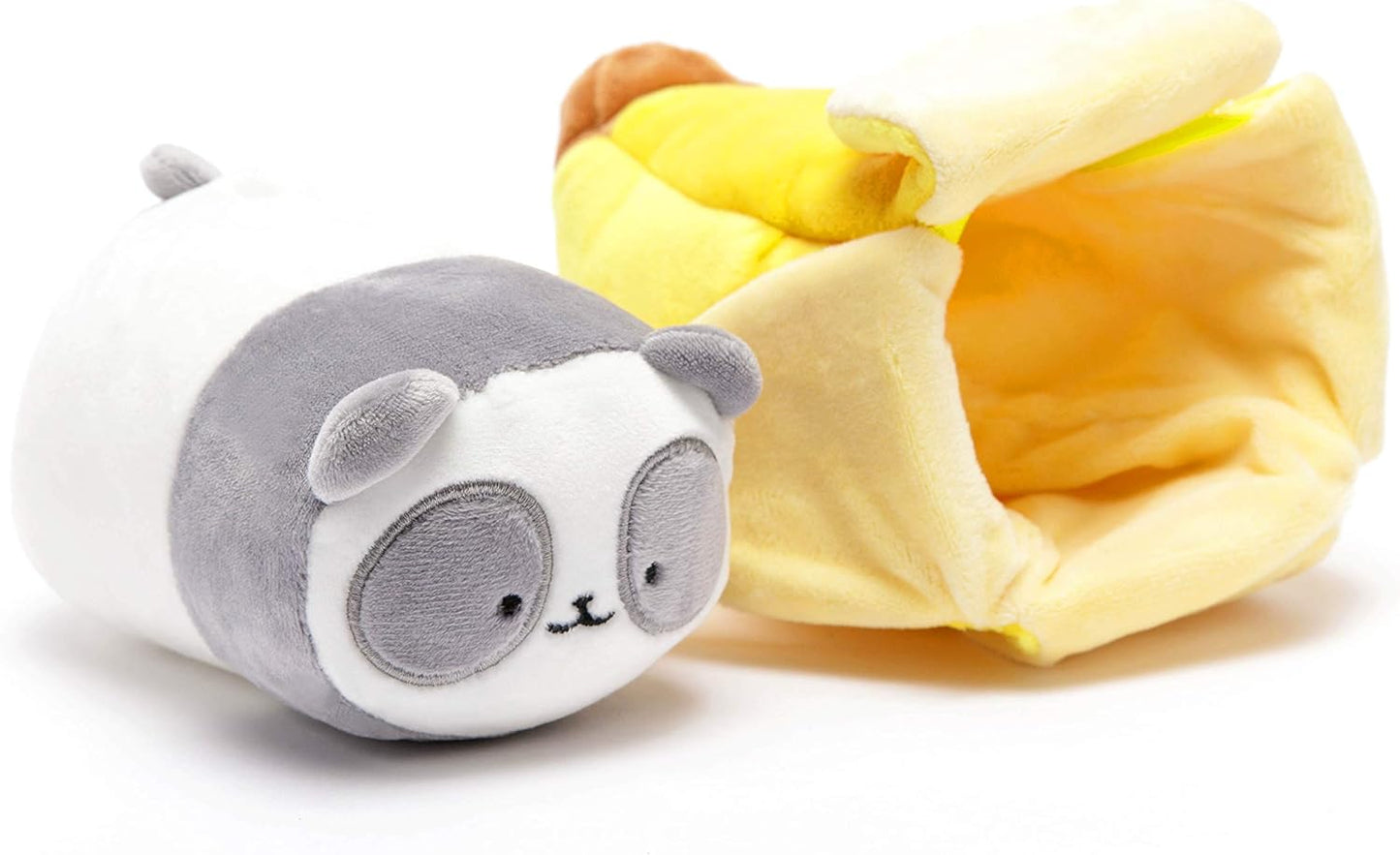 Pandaroll Plush in Banana Outfitz – Kawaii Stuffed Animal with Removable Costume – Cute Soft Plush Toy Gift for Girls, Kids & Collectors