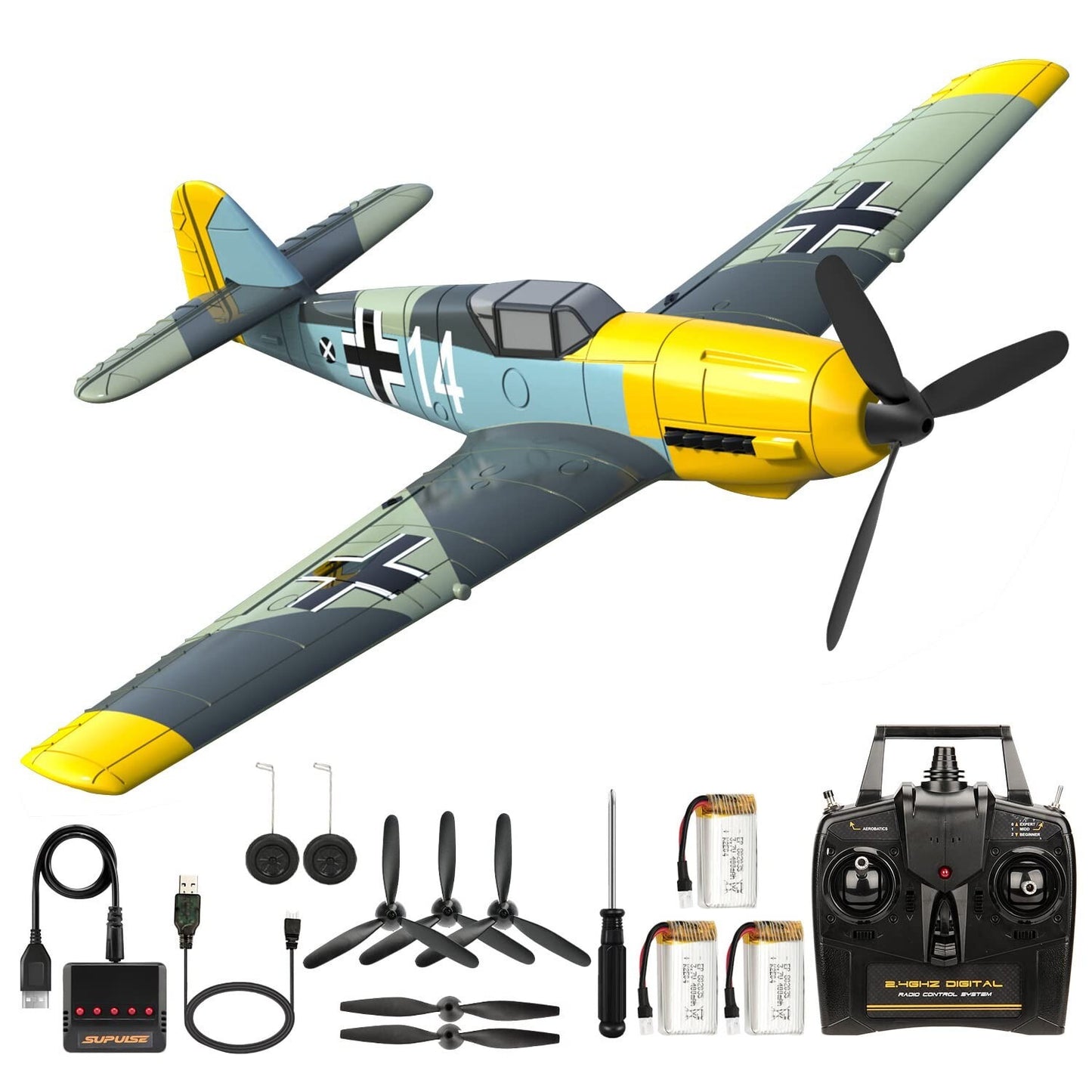 Remote Control RTF Airplane, 4 Channel 6-Axis Gyro Park Flyer RC Plane BF109,...