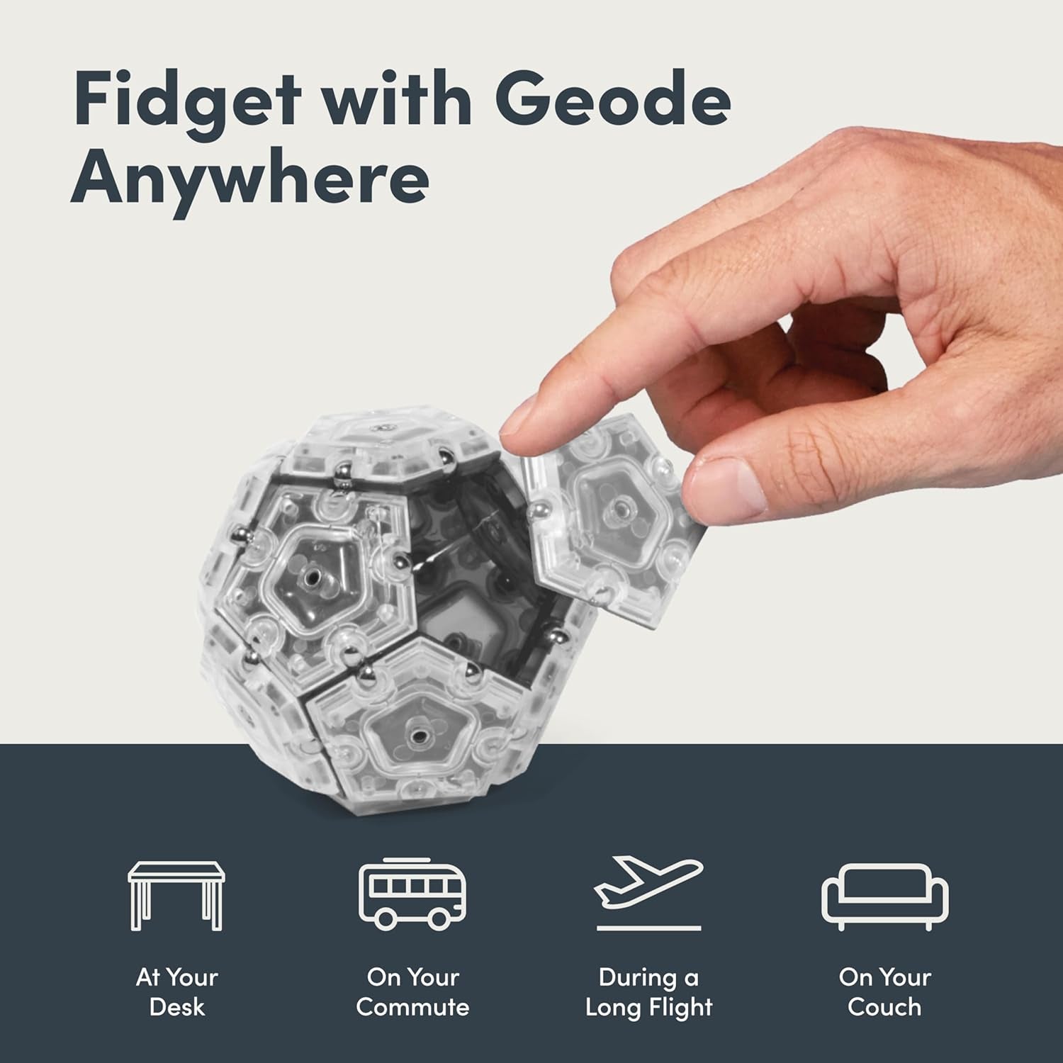 Geode Magnetic Fidget Toy | Sensory Desk Toy for Adults & Teens 14+ | Stress Relief Gift | Sphere, Slate