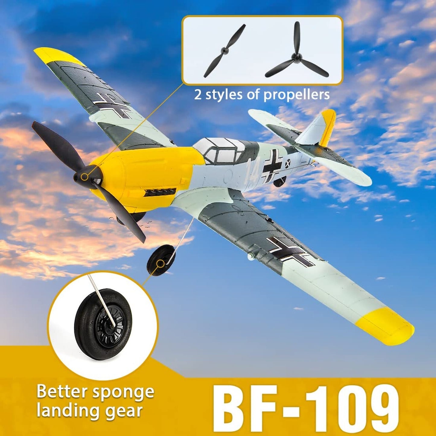 Remote Control RTF Airplane, 4 Channel 6-Axis Gyro Park Flyer RC Plane BF109,...