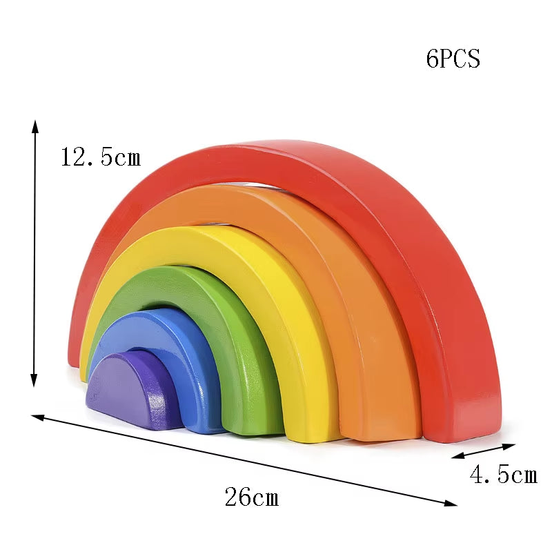 Kids Wooden Toy Montessori Rainbow Building Blocks DIY Creative Stacking Balance Game Educational Toys for Children Kids Gifts