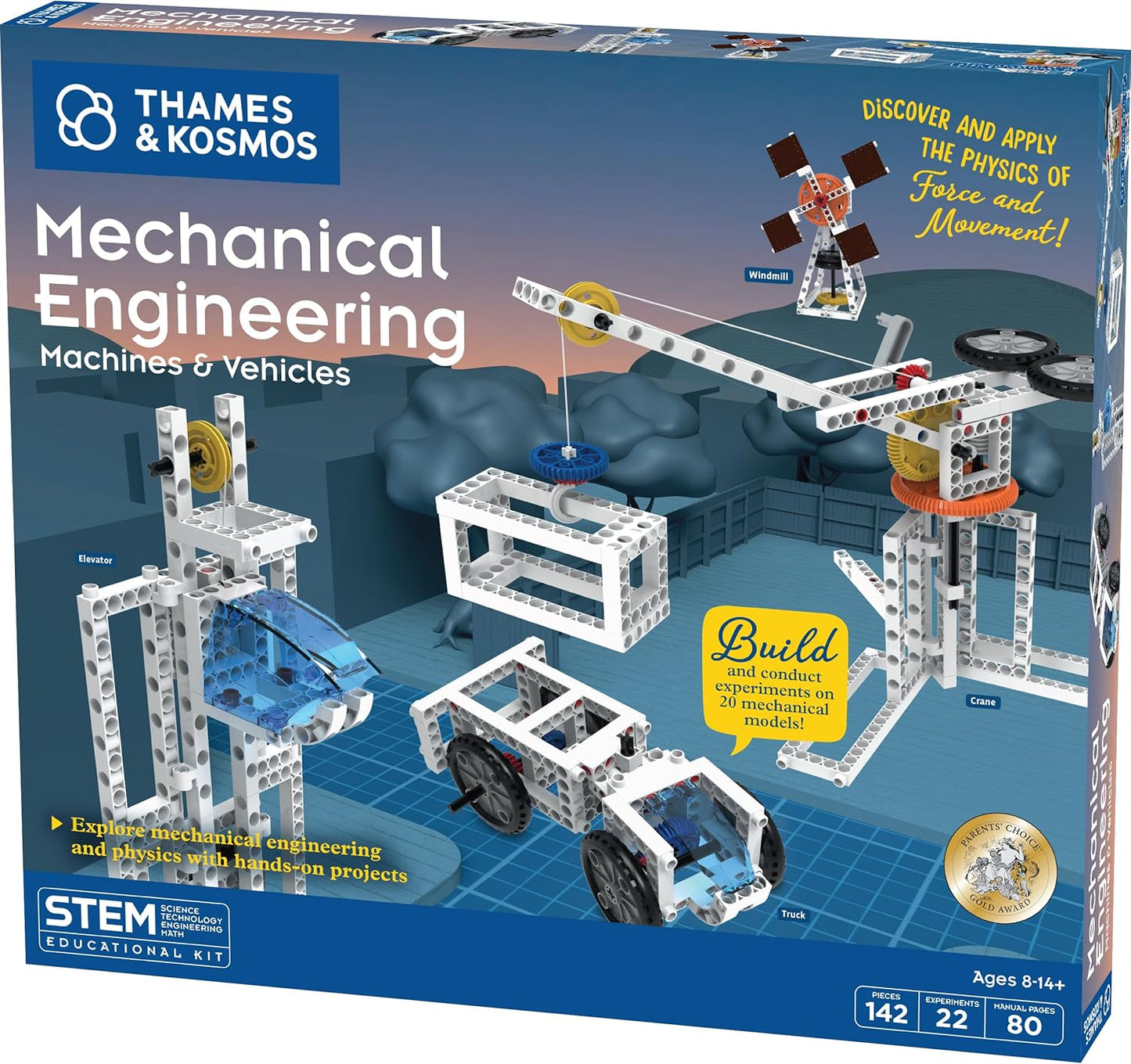 | Mechanical Engineering: Machines & Vehicles STEM Experiment Kit | Build 20 Mechanical Models, Explore Physics of Force & Motion | Hands-On, Introductory Science Learning for Ages 8+